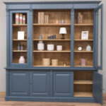 Casa Padrino Landhausstil Wohnzimmerschrank Blau / Naturfarben 223 X 51 X  H. 228 Cm – Massivholz Schrank – Bücherschrank – Regalschrank –  Landhausstil With Wohnzimmerschrank Landhausstil