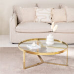 Couchtisch Aus Glas Und Stahl (Ø90 Cm) Amelia – Sklum Intended For Couchtisch Glas Gold