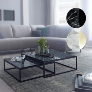 Finebuy Design Couchtisch 2Er Set Marmor Optik Eckig | Couchtische pertaining to Moderne Couchtische