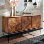 Wohnling Sideboard 123X70X45 Cm Sheesham Massivholz / Metall Within Wohnzimmer Kommode